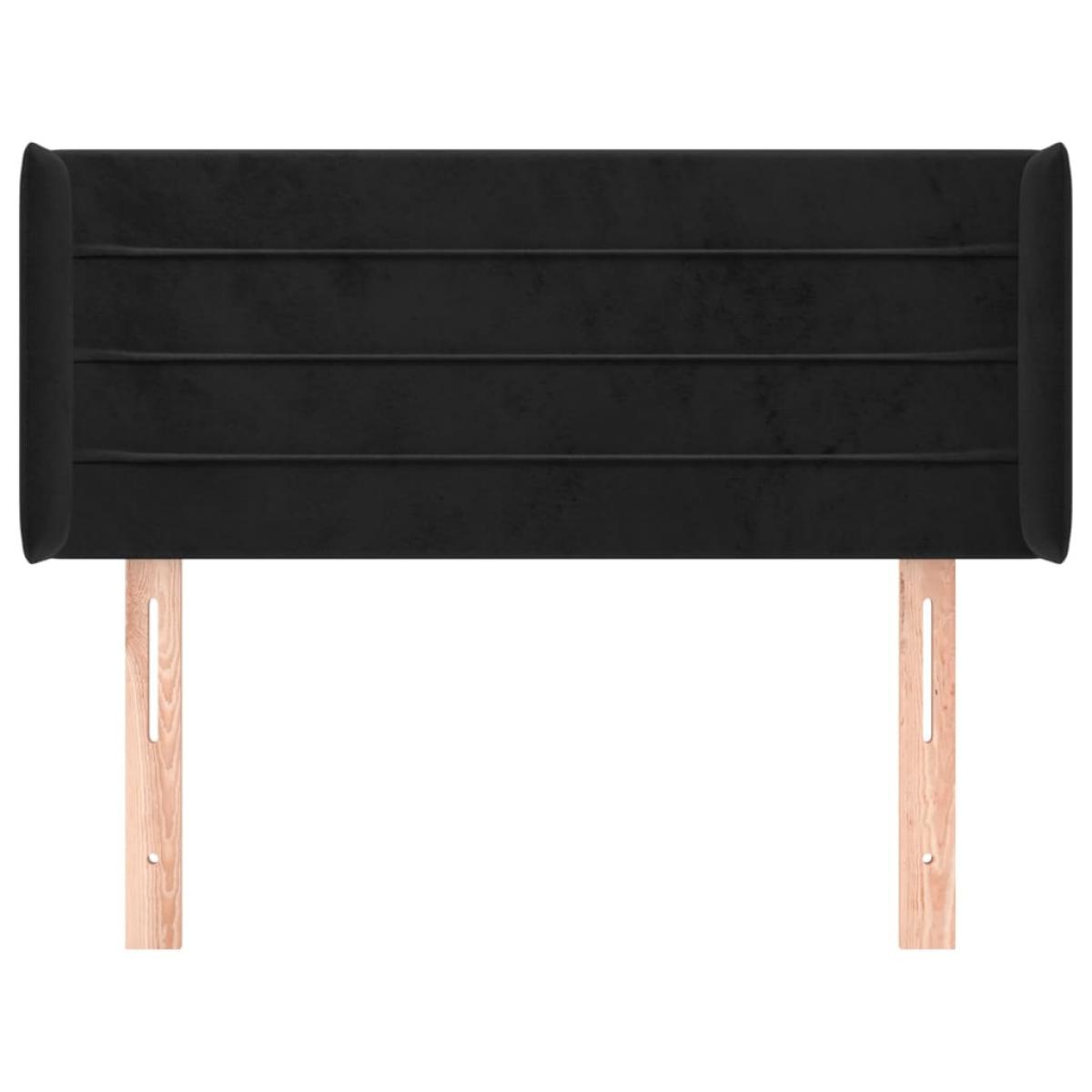 Cabecero de terciopelo negro 93x16x78/88 cm