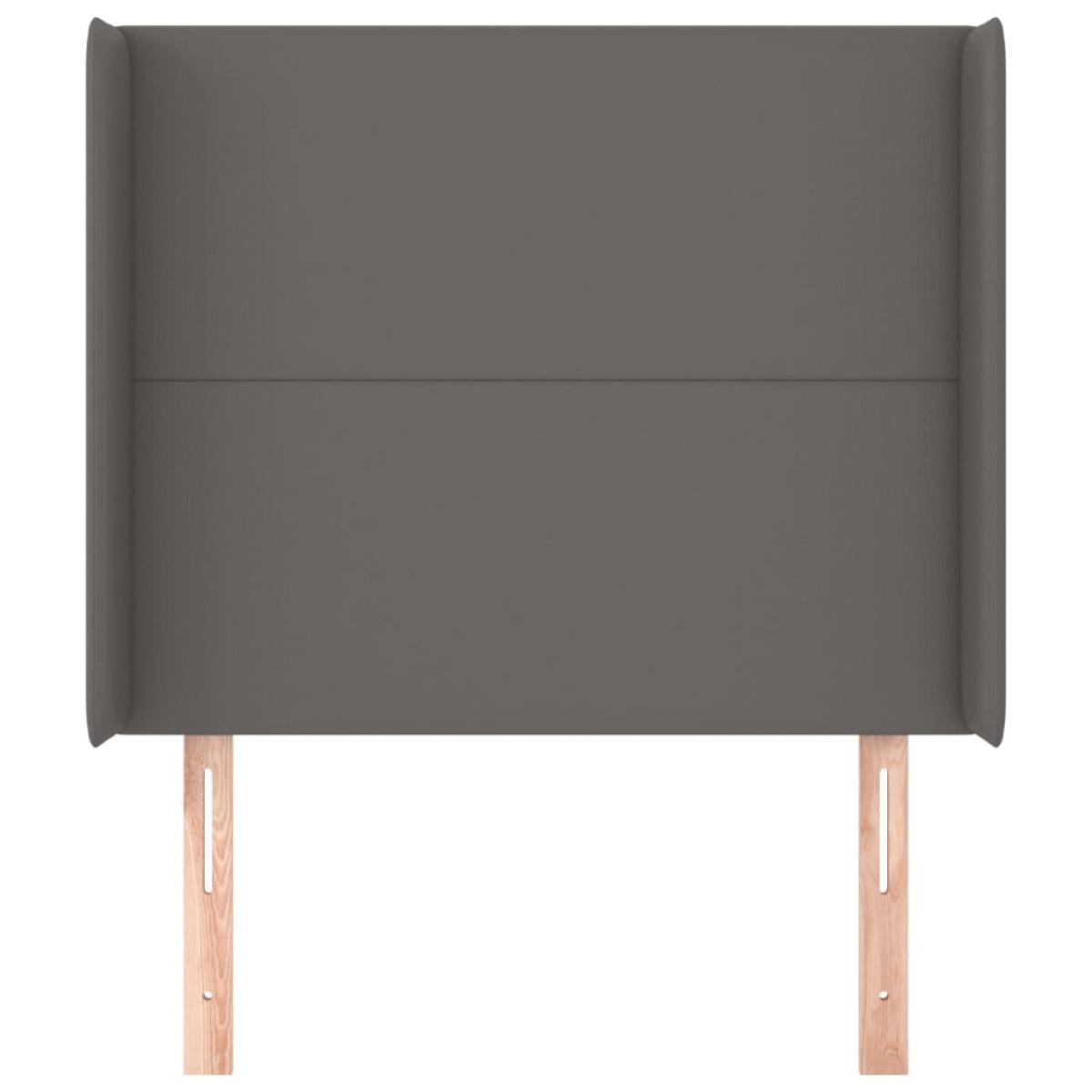 Cabecero con orejas cuero sintético gris 83x16x118/128cm
