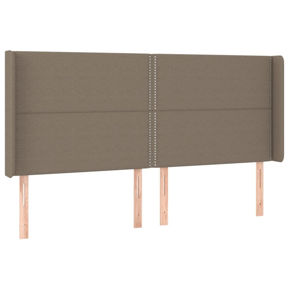 Cabecero con orejas de tela gris taupe 183x16x118/128 cm