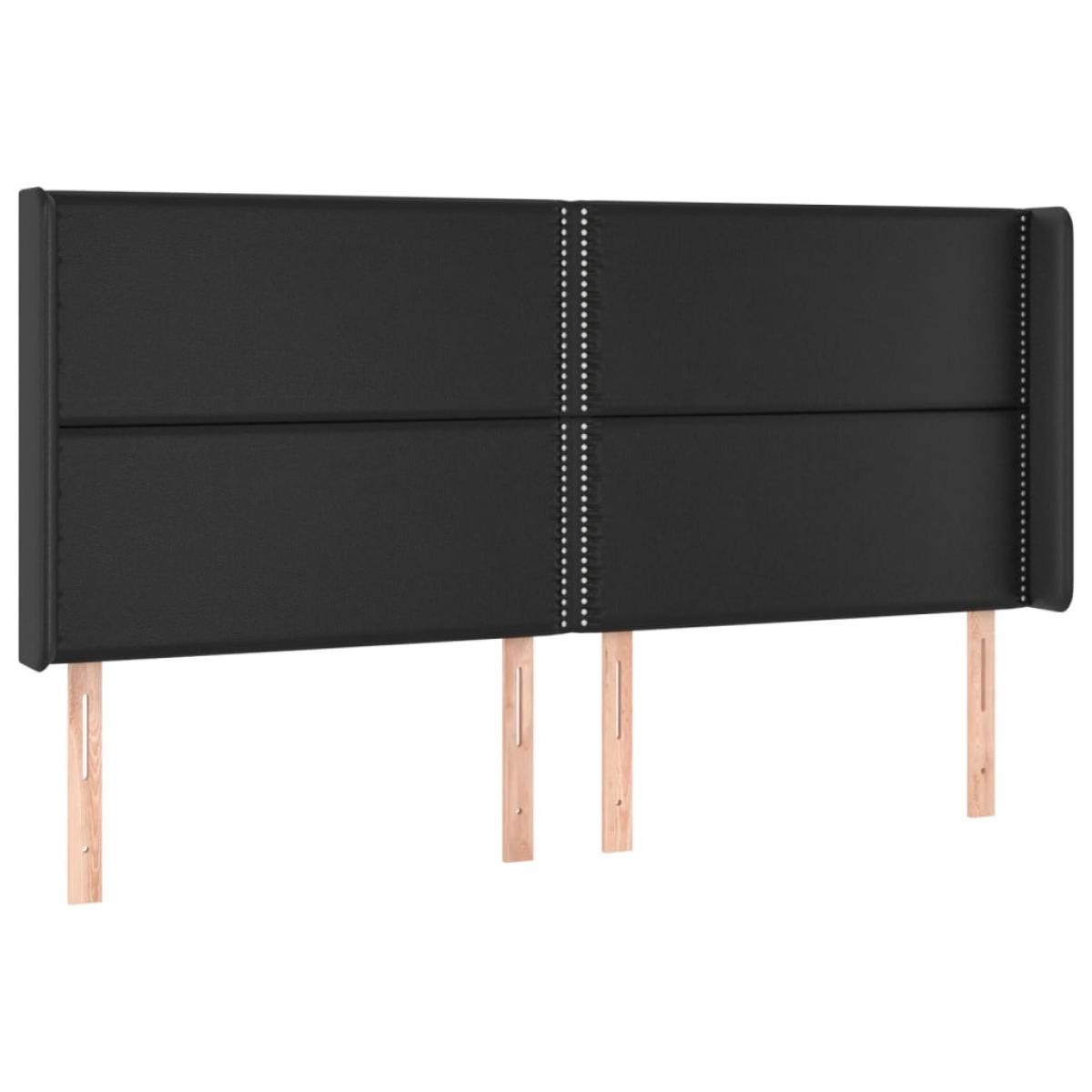 Cabecero con orejas cuero sintético negro 183x16x118/128 cm