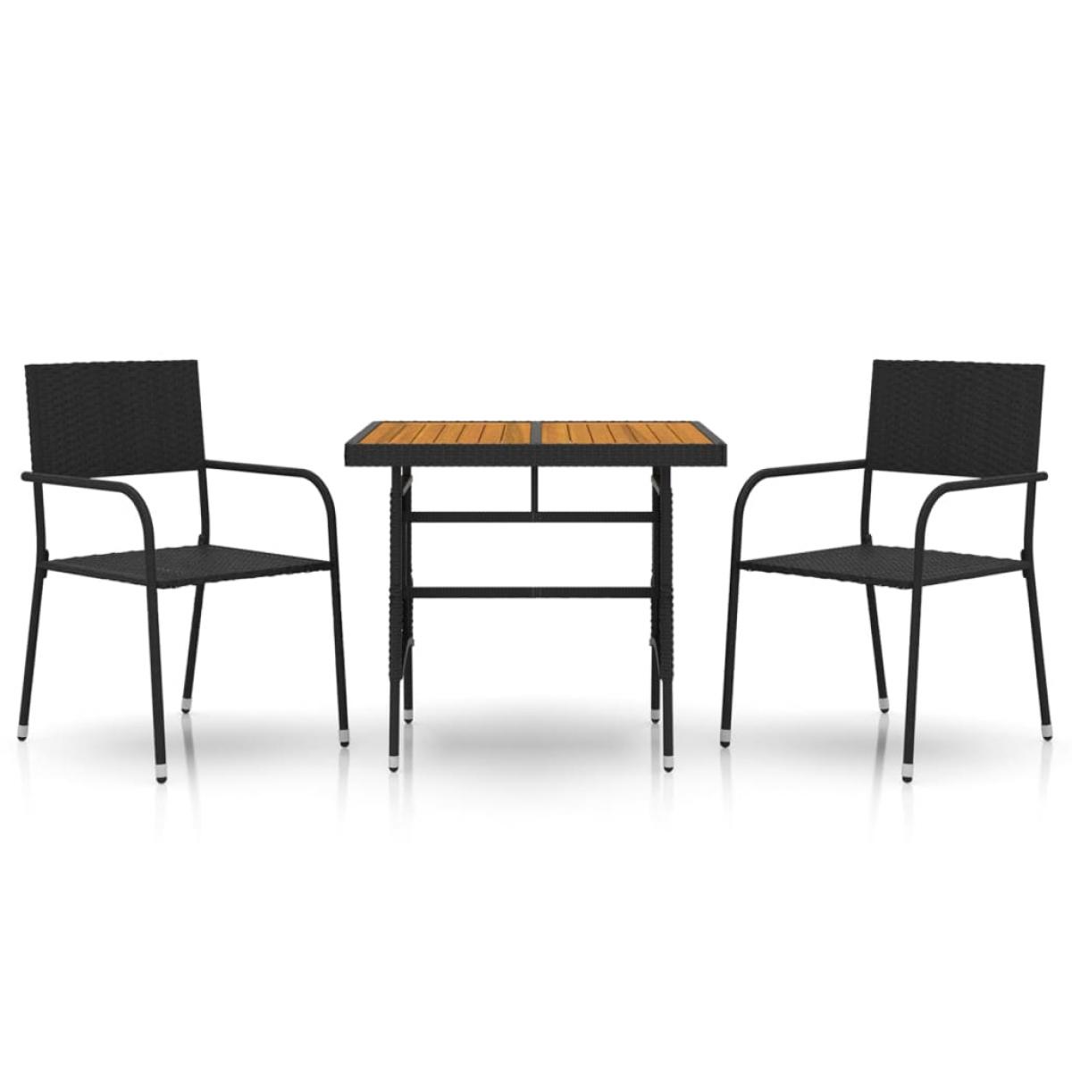 Juego de comedor de jardín 3 pzas ratán sintético negro
