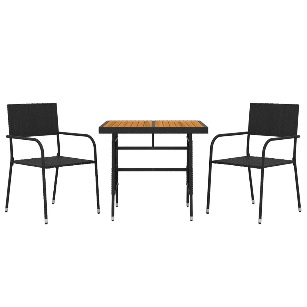 Juego de comedor de jardín 3 pzas ratán sintético negro