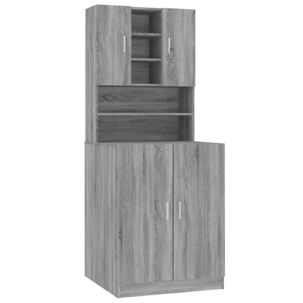 Armario para lavadora madera contrachapada gris Sonoma