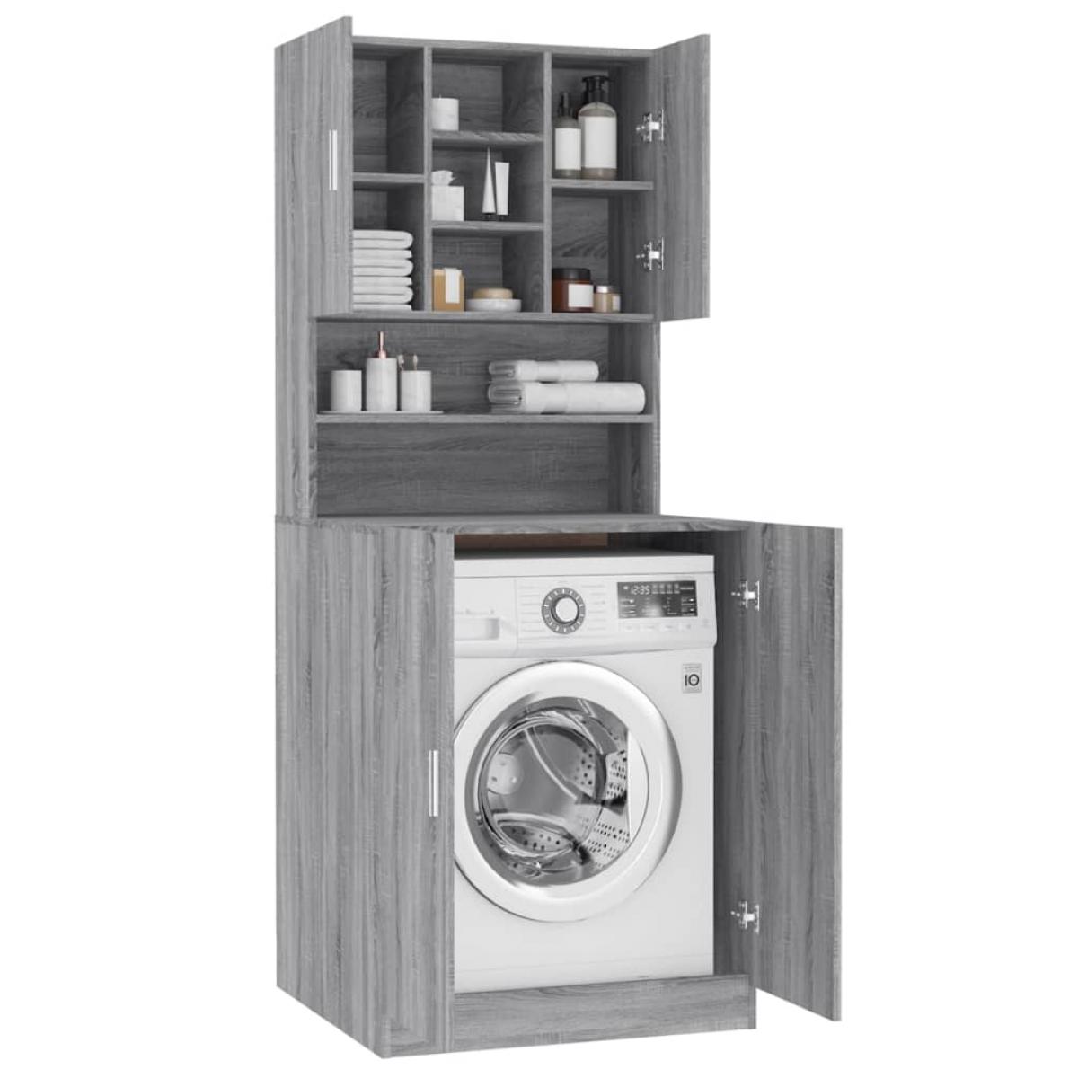 Armario para lavadora madera contrachapada gris Sonoma