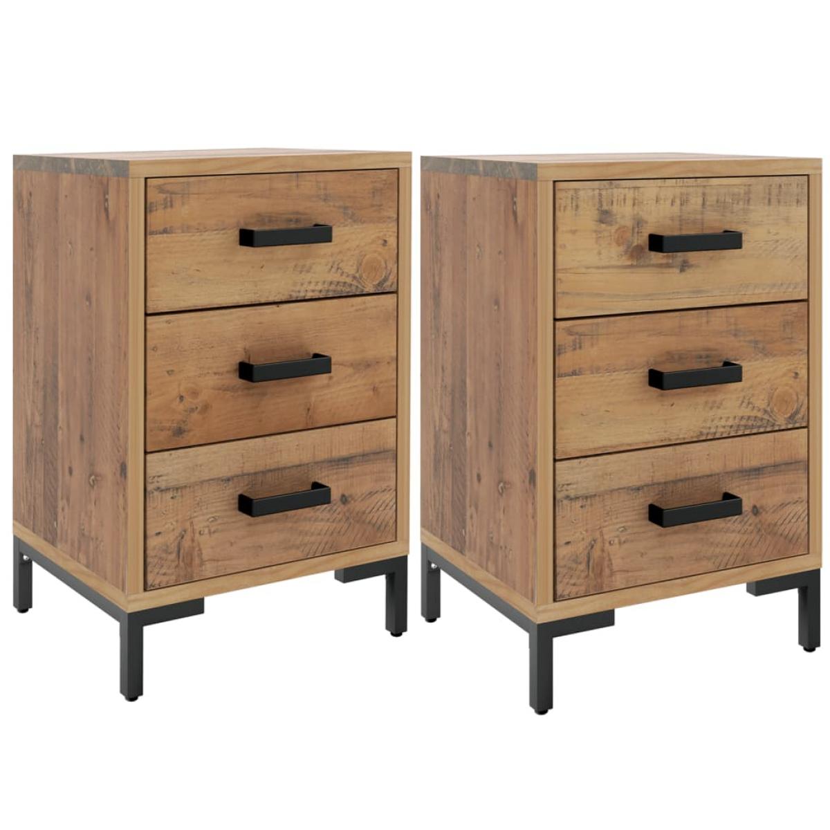 Mesitas de noche 2 uds madera maciza de pino 40x30x55 cm