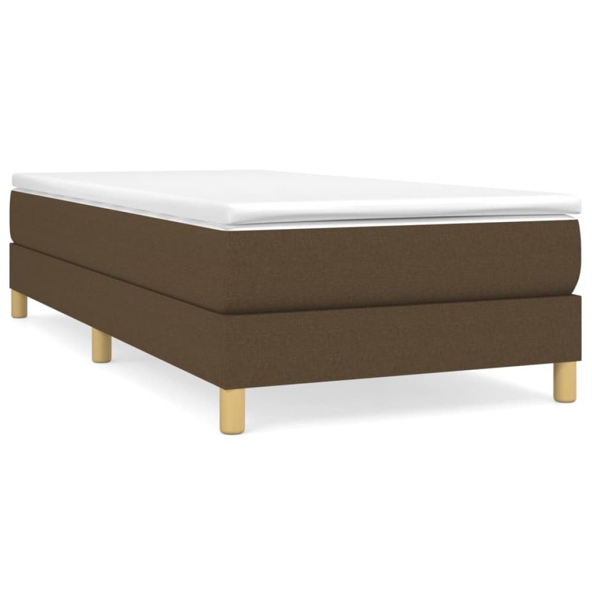 Estructura de cama sin colchón tela marrón oscuro 80x200 cm
