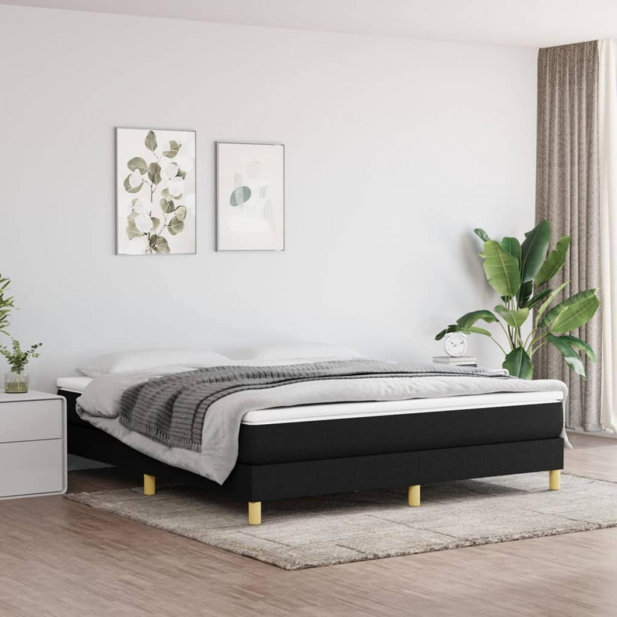 Cama sin colchón tela negro 160x200 cm