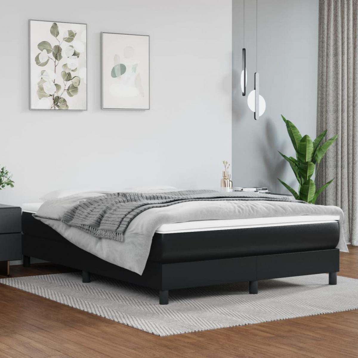 Estructura de cama sin colchón cuero sintético negro 140x200 cm