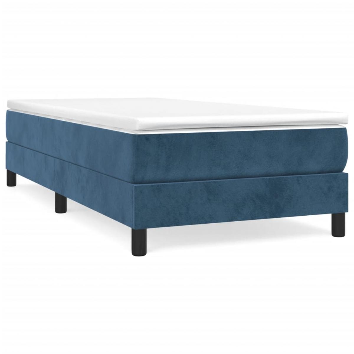 Estructura de cama sin colchón terciopelo azul oscuro 80x200 cm