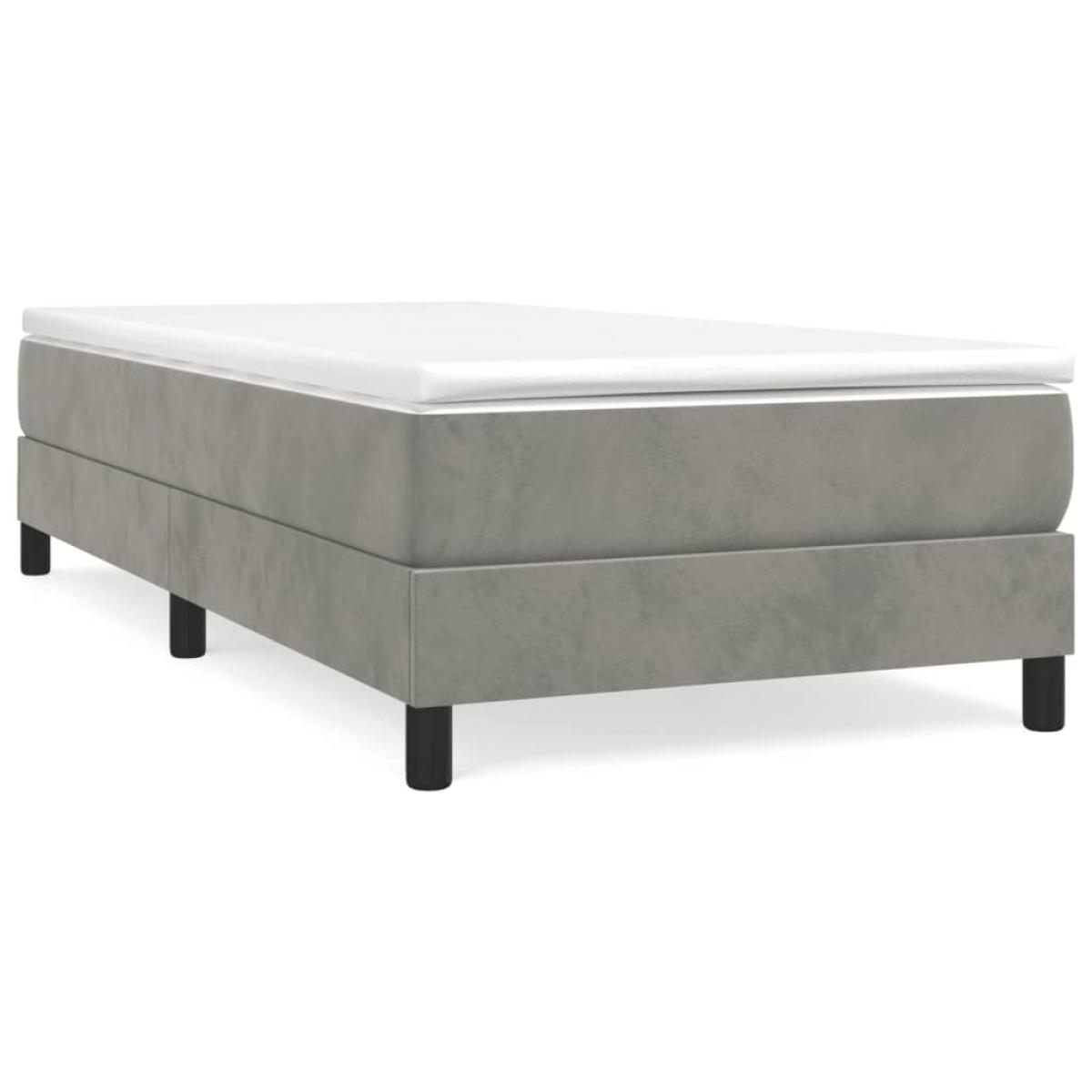 Estructura de cama sin colchón terciopelo gris claro 90x190 cm