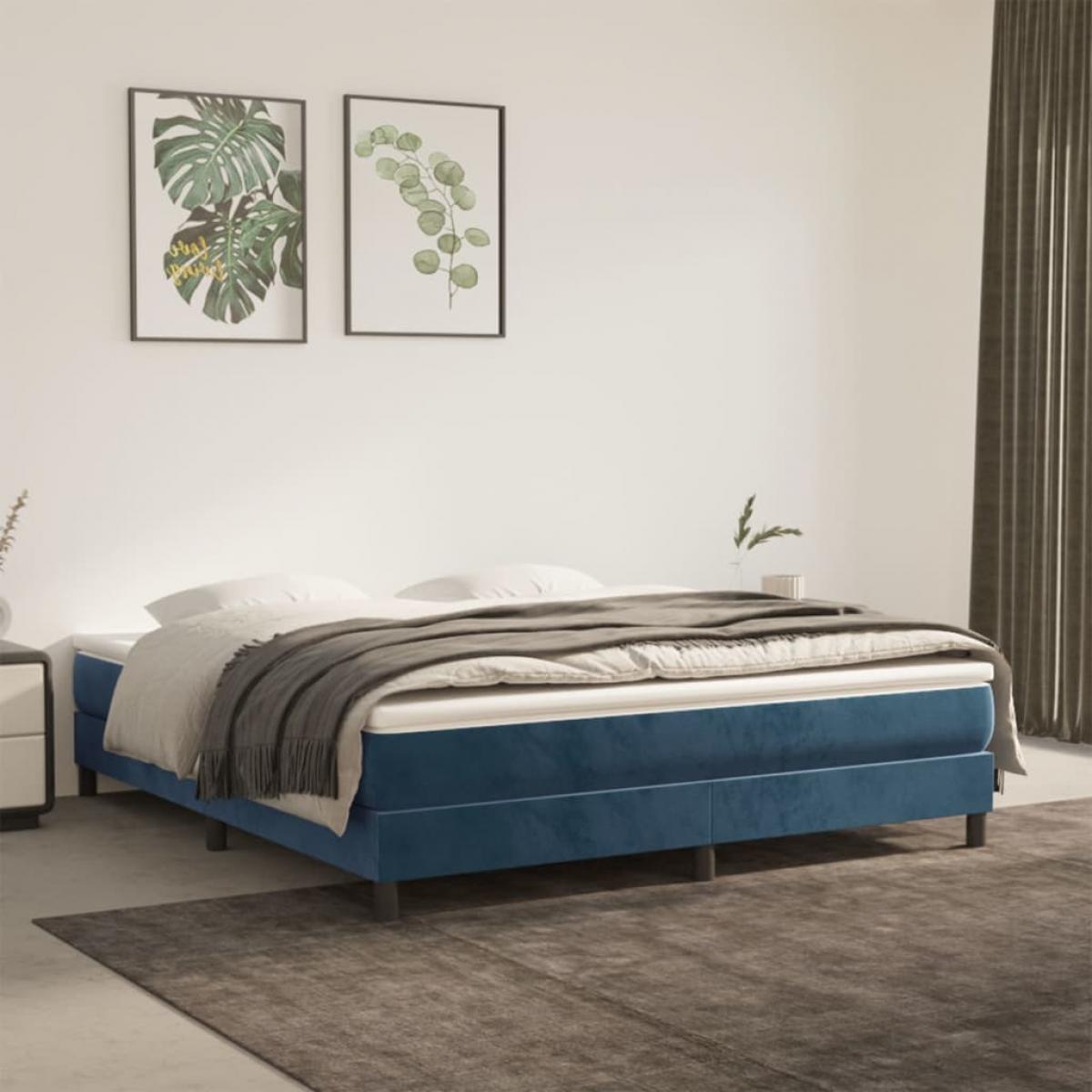 Estructura de cama sin colchón terciopelo azul oscuro 160x200cm