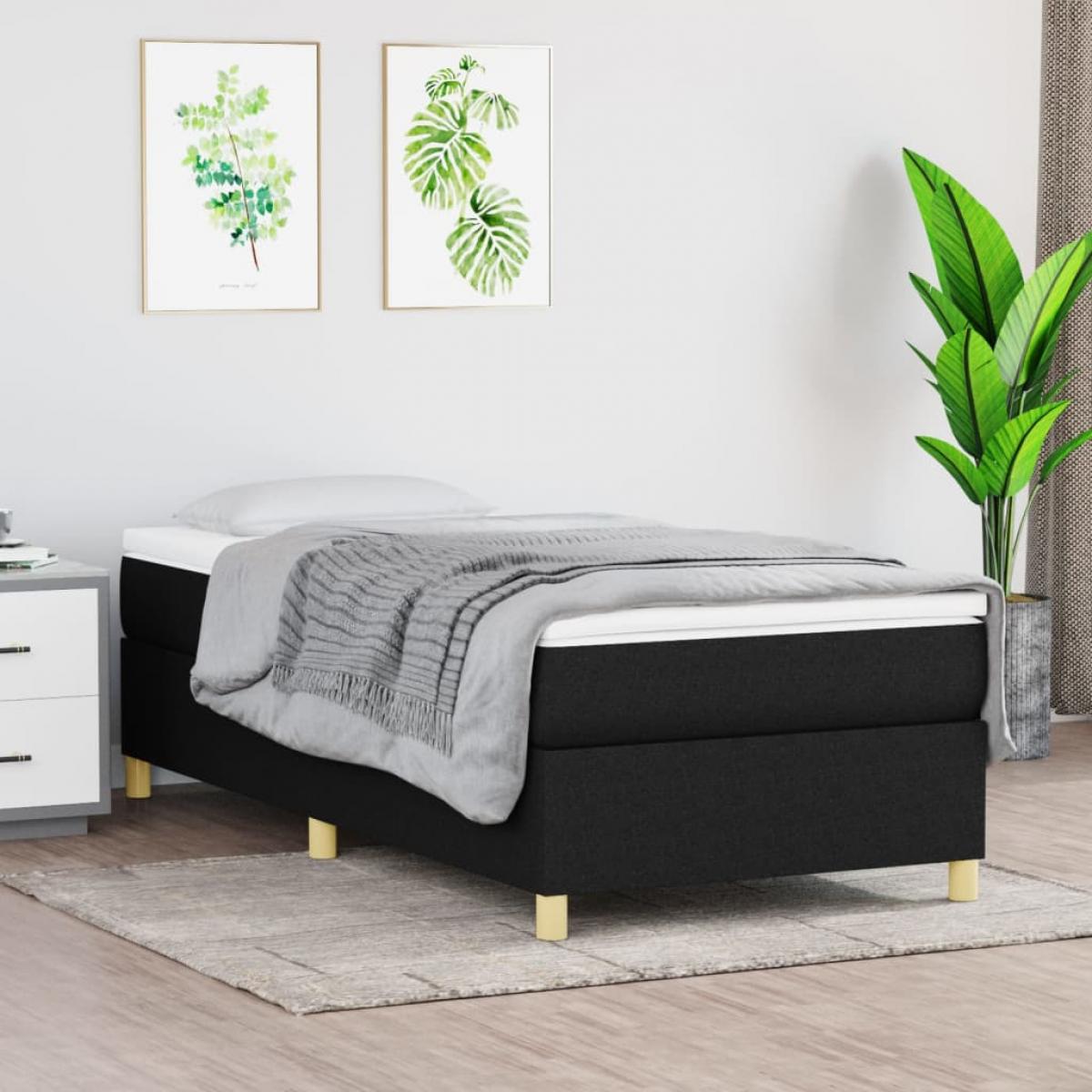 Estructura de cama sin colchón tela negro 80x200 cm