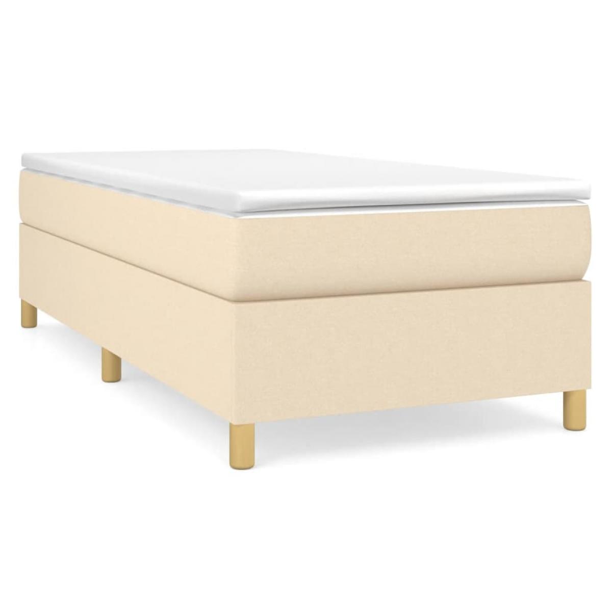 Estructura de cama sin colchón tela crema 90x200 cm