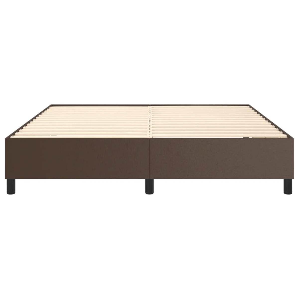 Estructura de cama sin colchón cuero sintético marrón 160x200cm