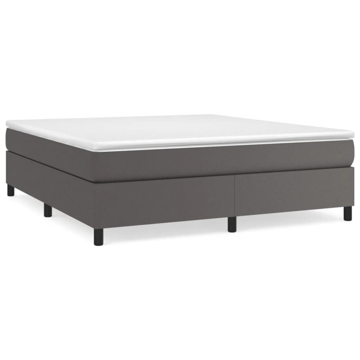 Estructura de cama sin colchón cuero sintético gris 180x200 cm