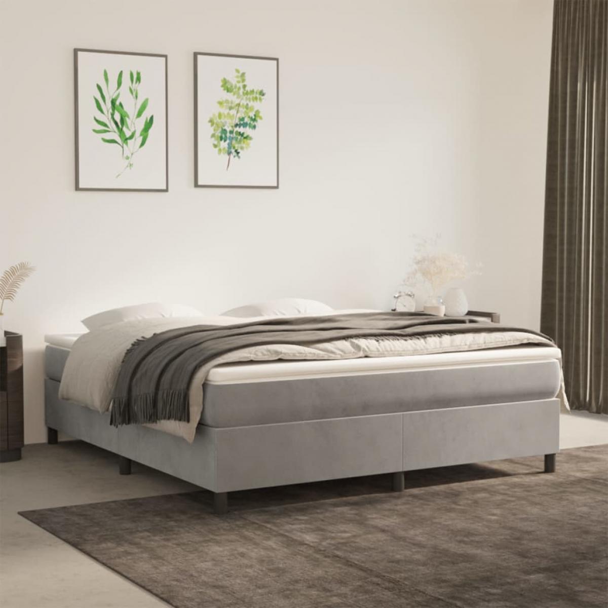 Estructura de cama sin colchón terciopelo gris claro 160x200 cm
