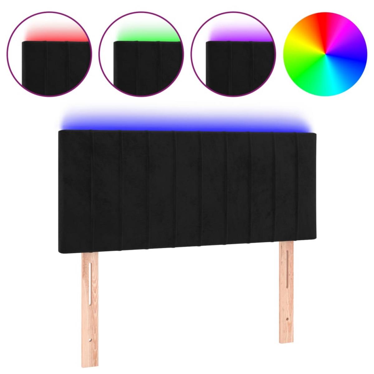 Cabecero con LED de terciopelo negro 80x5x78/88 cm