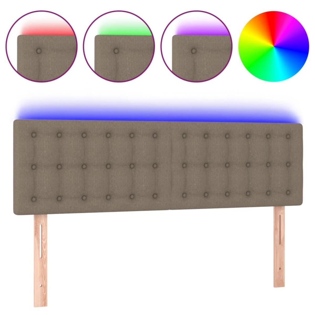 Cabecero con LED de tela gris taupe 144x5x78/88 cm