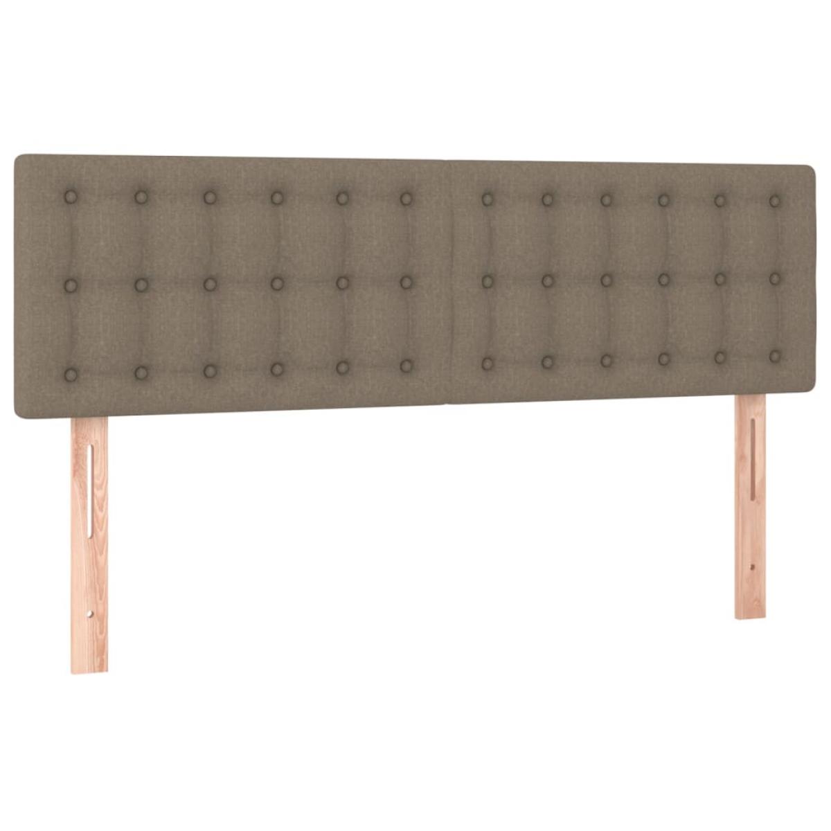 Cabecero con LED de tela gris taupe 144x5x78/88 cm
