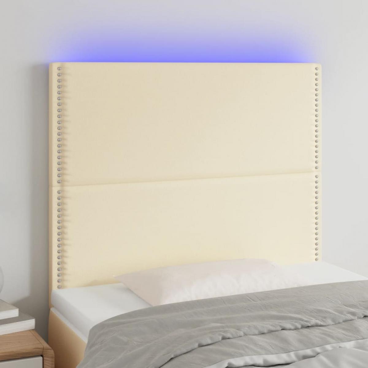 Cabecero con luces LED cuero sintético crema 80x5x118/128 cm