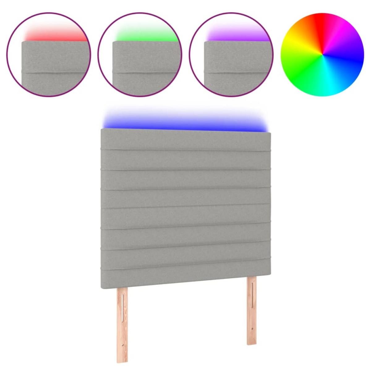 Cabecero con luces LED tela gris claro 80x5x118/128 cm