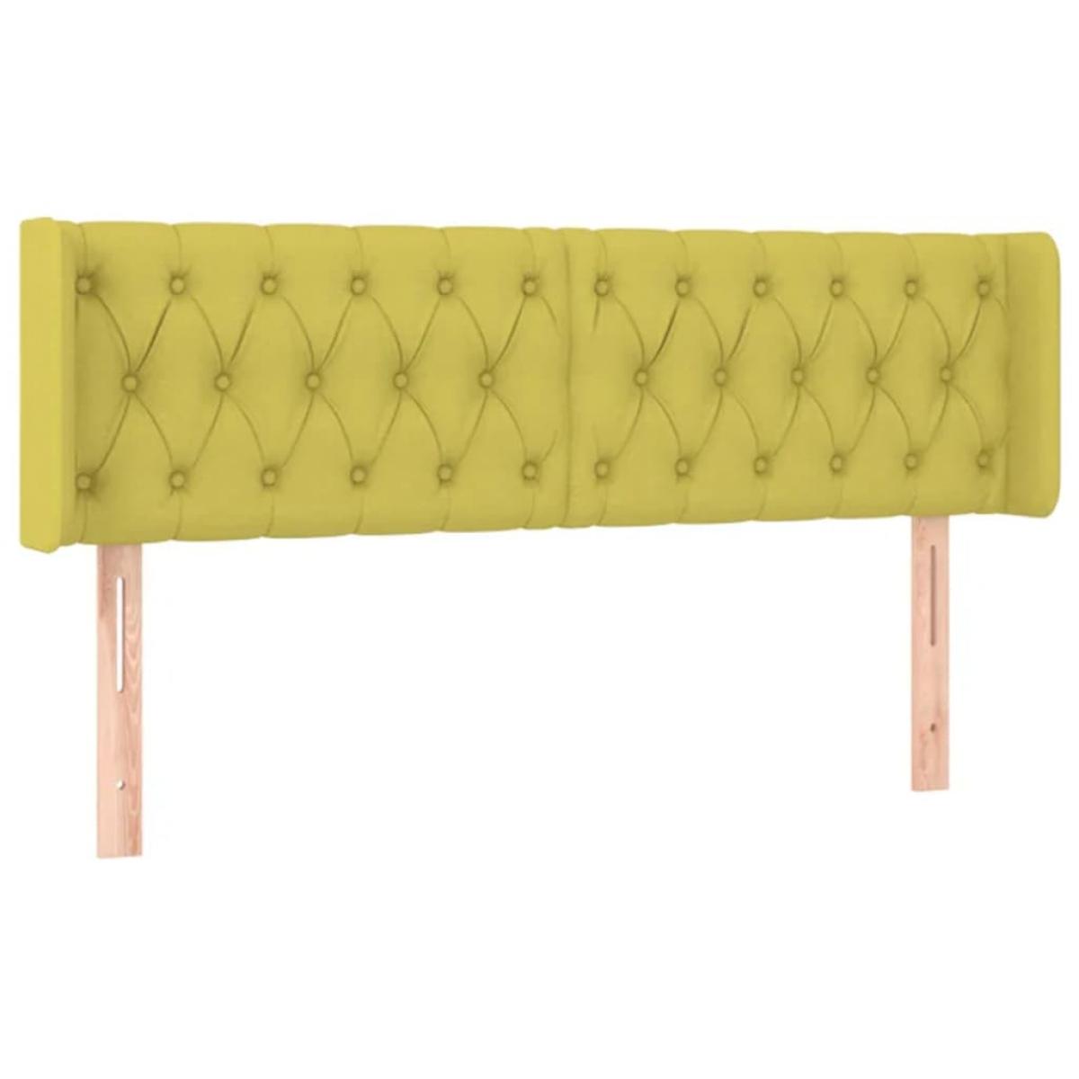 Cabecero con LED de tela verde 147x16x78/88 cm