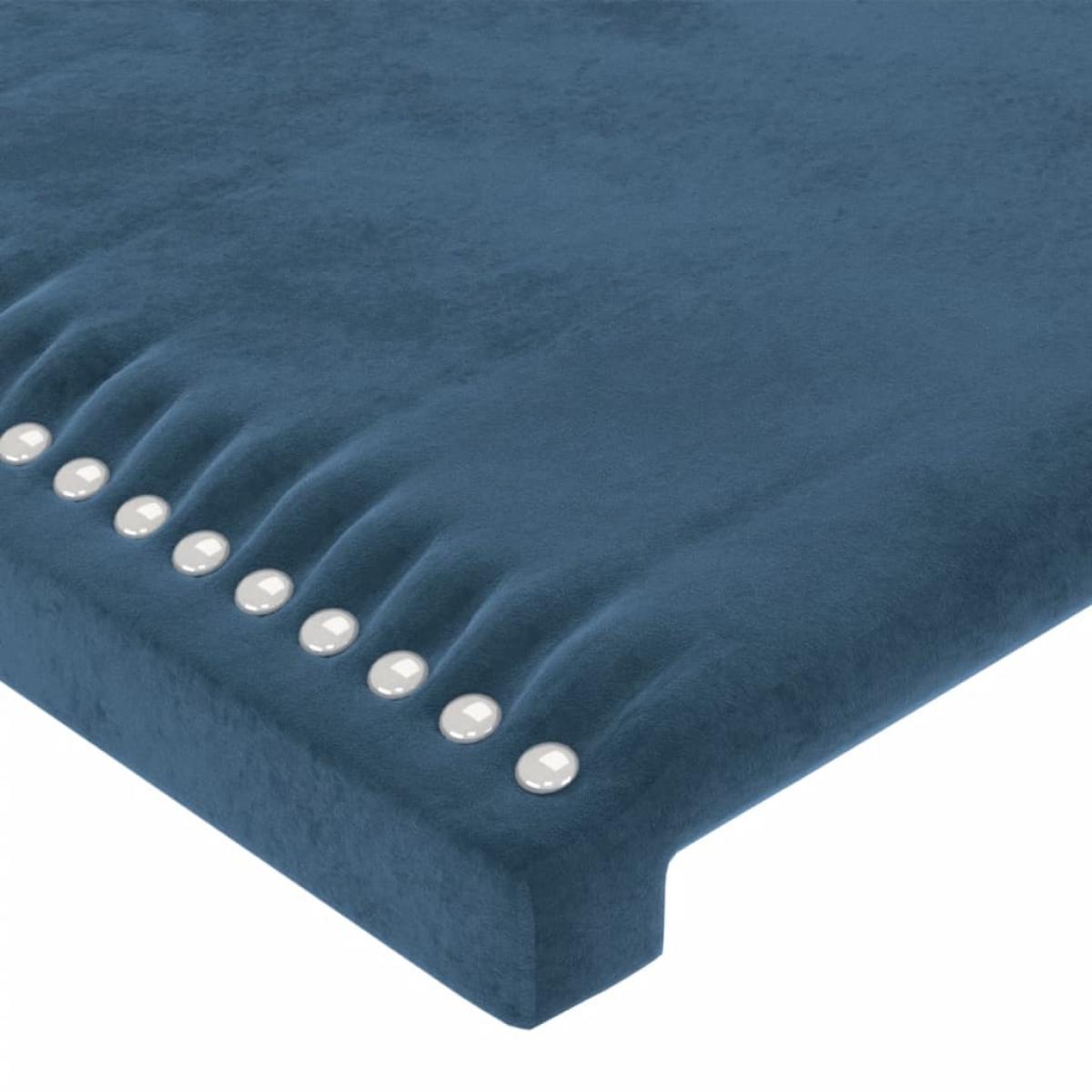 Cabecero con LED de terciopelo azul oscuro 83x16x118/128 cm