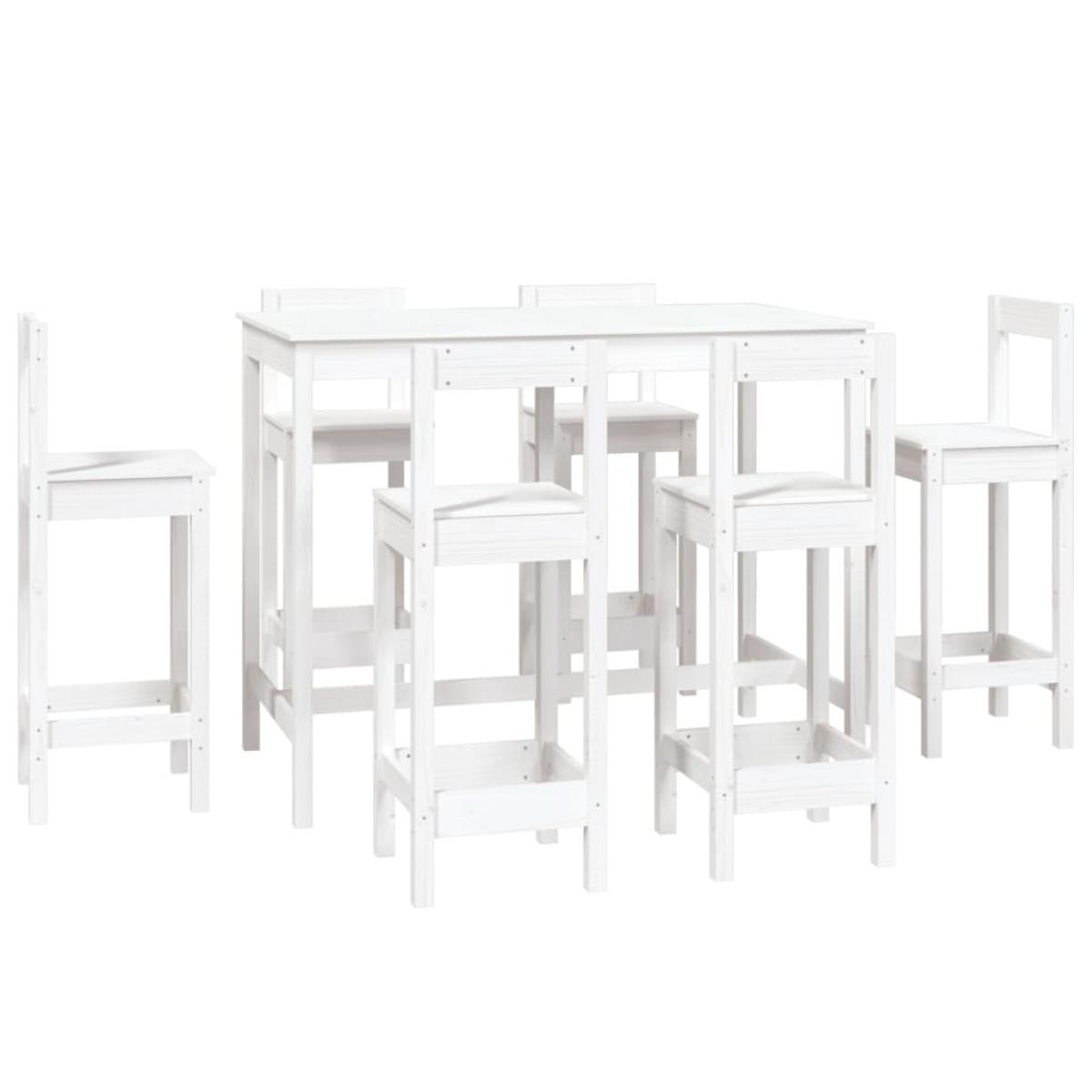 Set de bar 7 piezas madera maciza de pino blanco