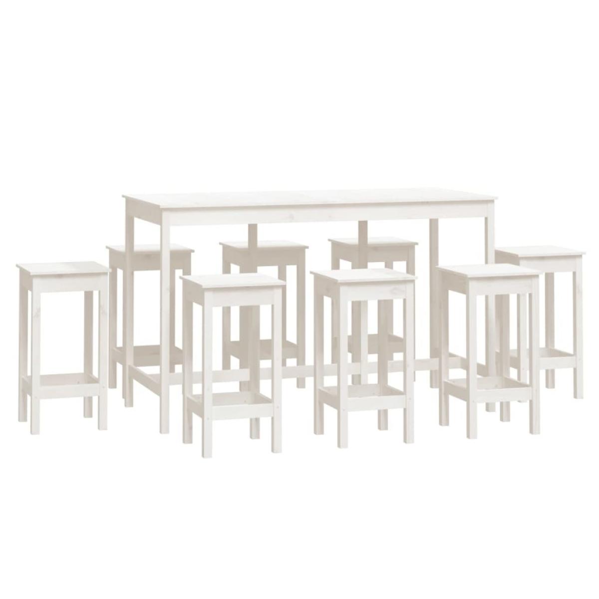 Set de bar 9 piezas madera maciza de pino blanco