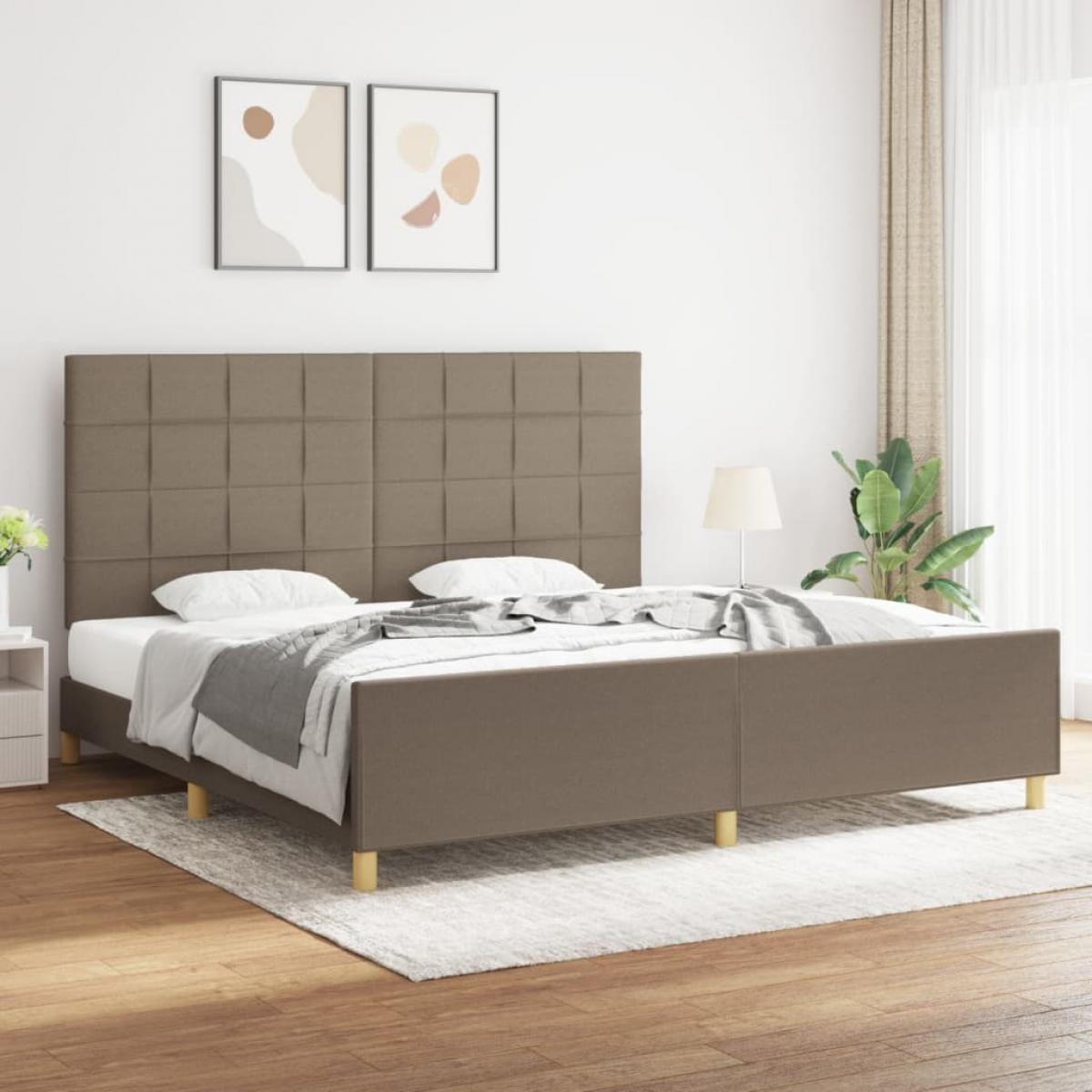 Cama sin colchón tela gris taupe 200x200 cm