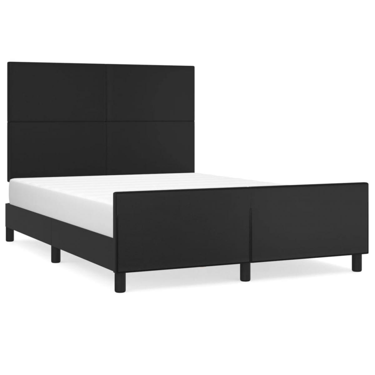 Estructura de cama sin colchón cuero sintético negro 140x200 cm