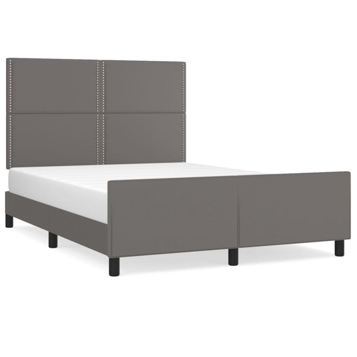 Estructura de cama sin colchón cuero sintético gris 140x200 cm