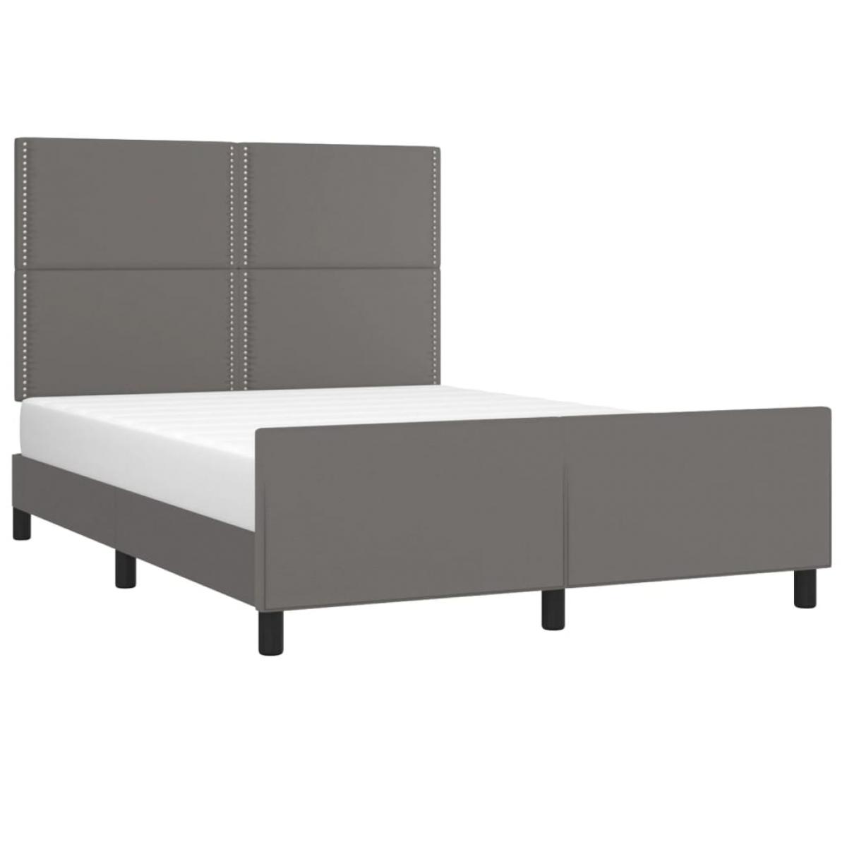 Estructura de cama sin colchón cuero sintético gris 140x200 cm