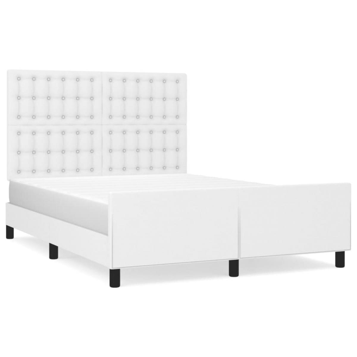 Estructura de cama sin colchón cuero sintético blanco 140x190cm