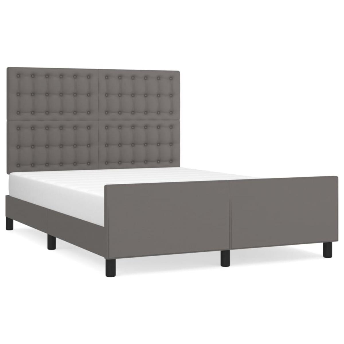 Estructura de cama sin colchón cuero sintético gris 140x200 cm