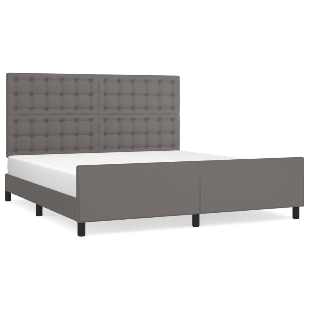 Estructura de cama con cabecero cuero sintético gris 180x200cm