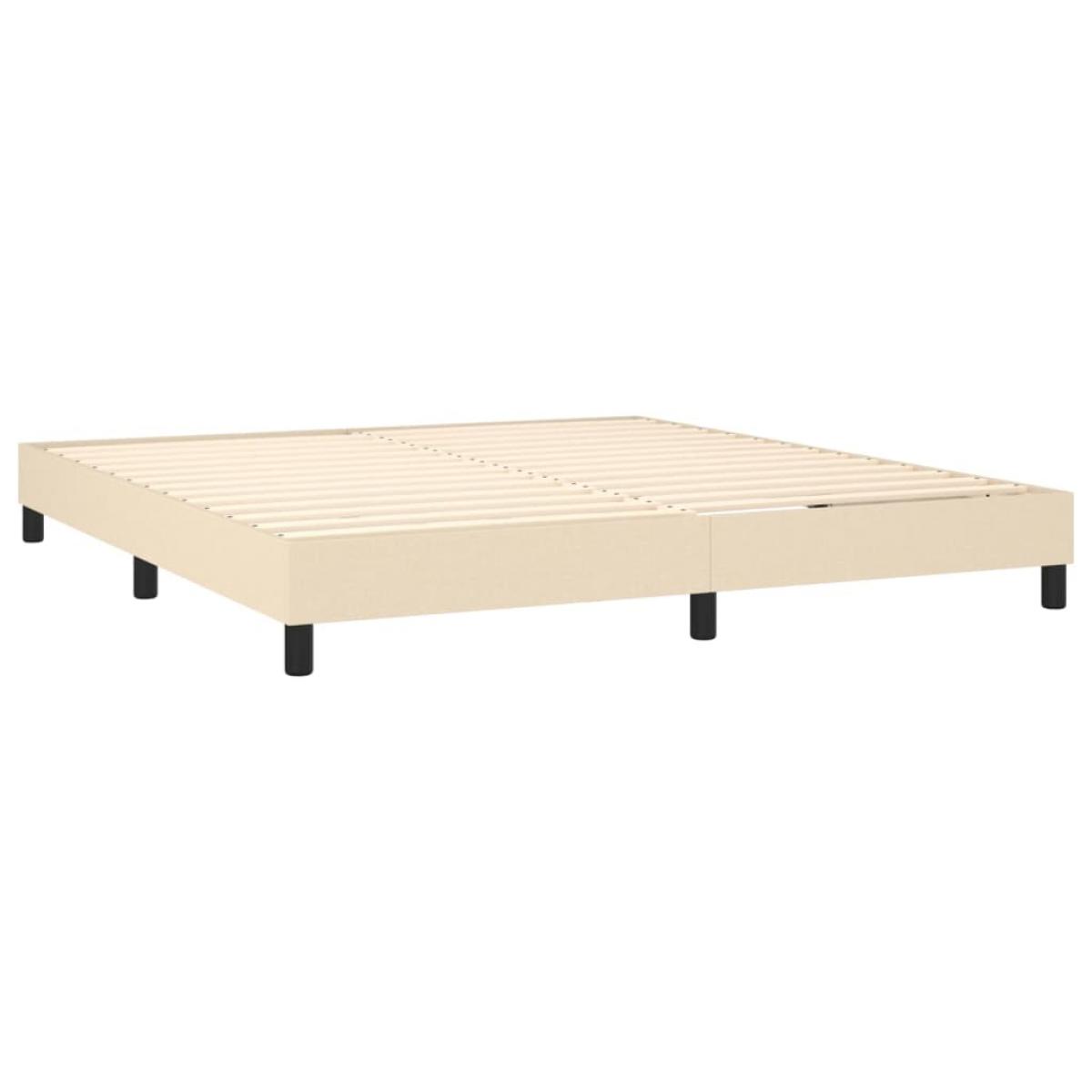 Cama box spring con colchón tela color crema 180x200 cm