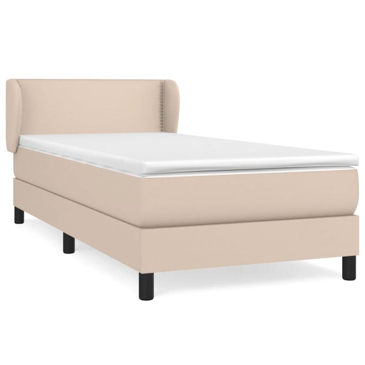 Cama box spring con colchón cuero sintético capuchino 80x200 cm
