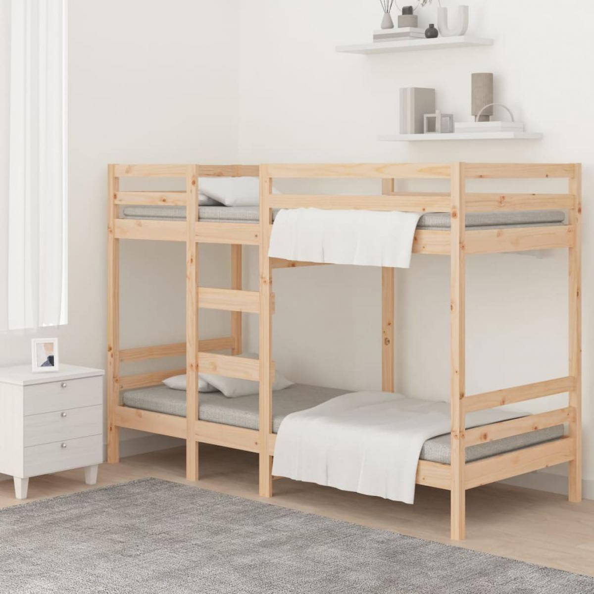 Cama litera sin colchón madera maciza de pino 90x190 cm