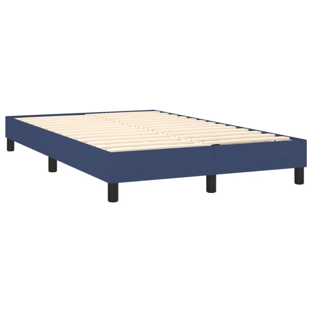Cama box spring con colchón tela azul 120x200 cm