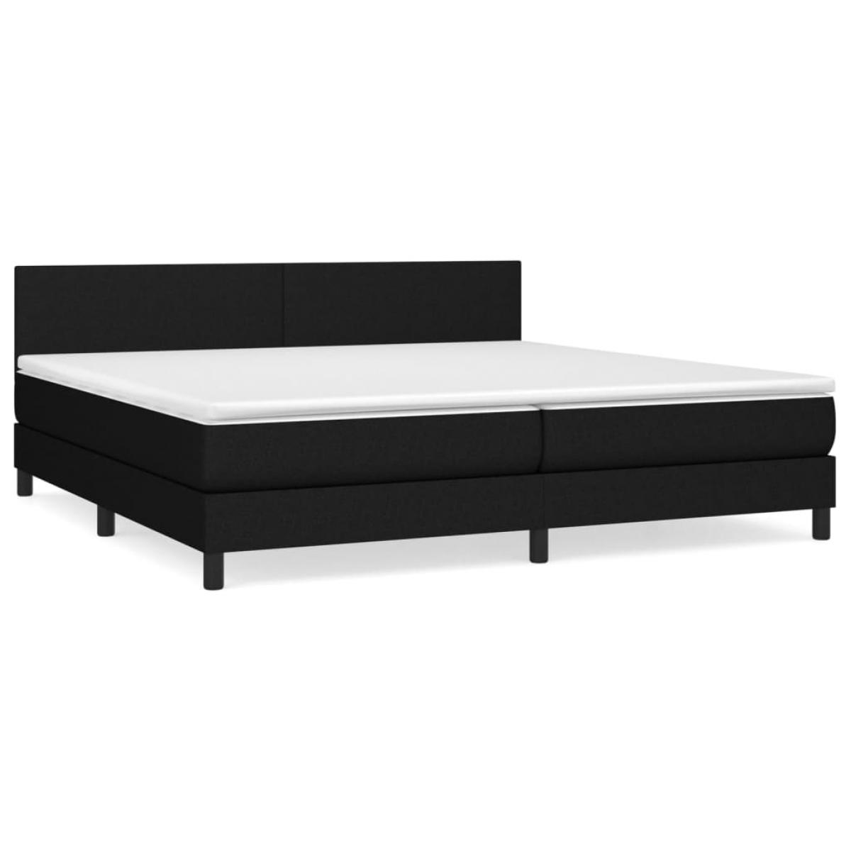 Cama box spring con colchón tela negro 200x200 cm