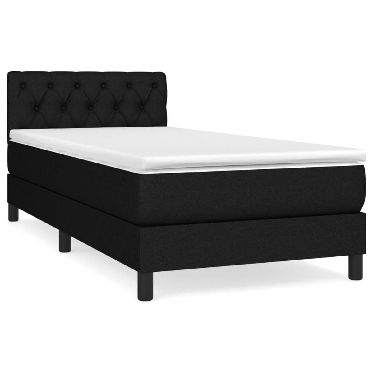 Cama box spring con colchón tela negro 80x200 cm