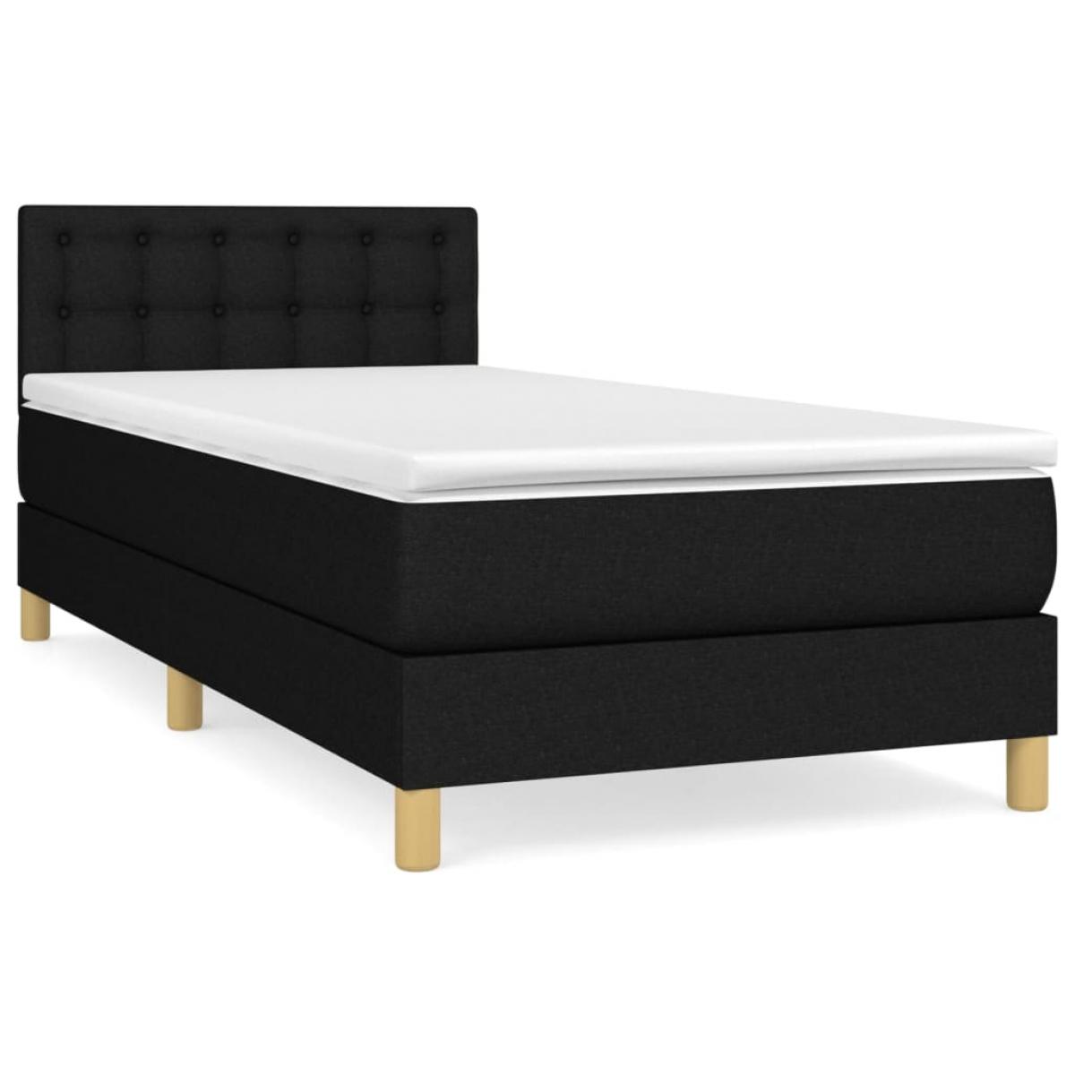 Cama box spring con colchón tela negro 100x200 cm