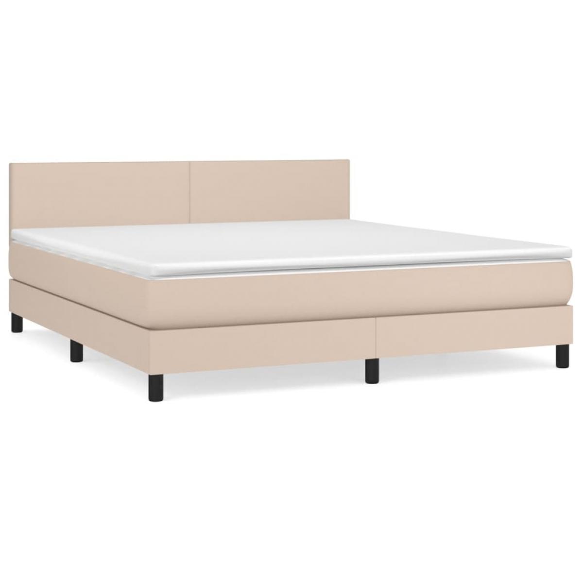 Cama box spring con colchón cuero sintético capuchino 160x200cm