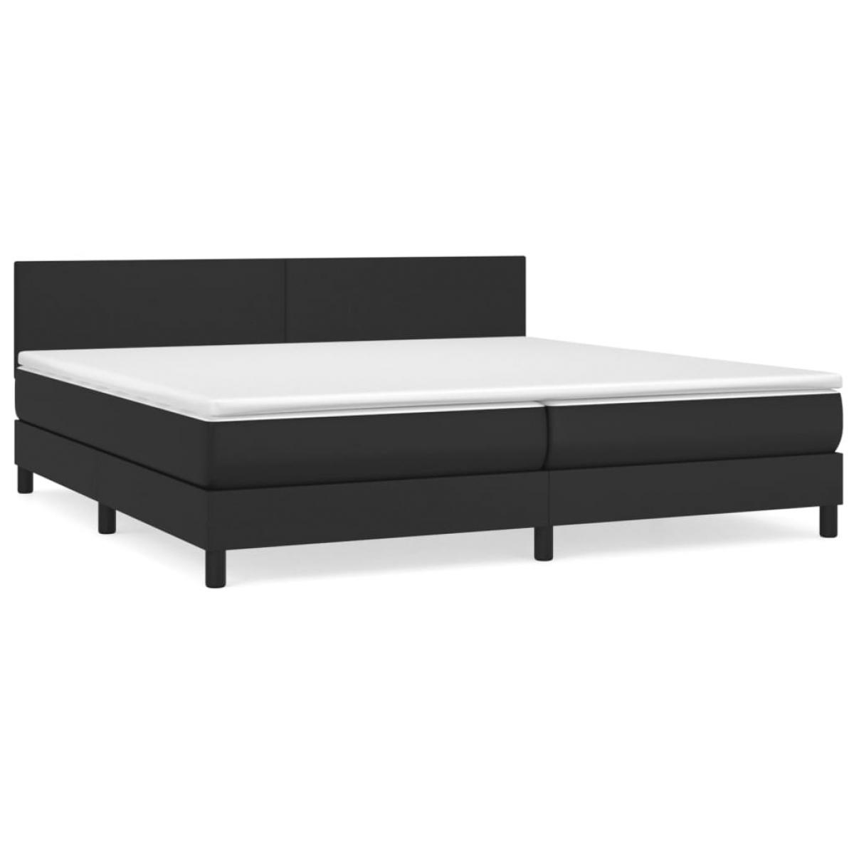 Cama box spring con colchón cuero sintético negro 200x200 cm