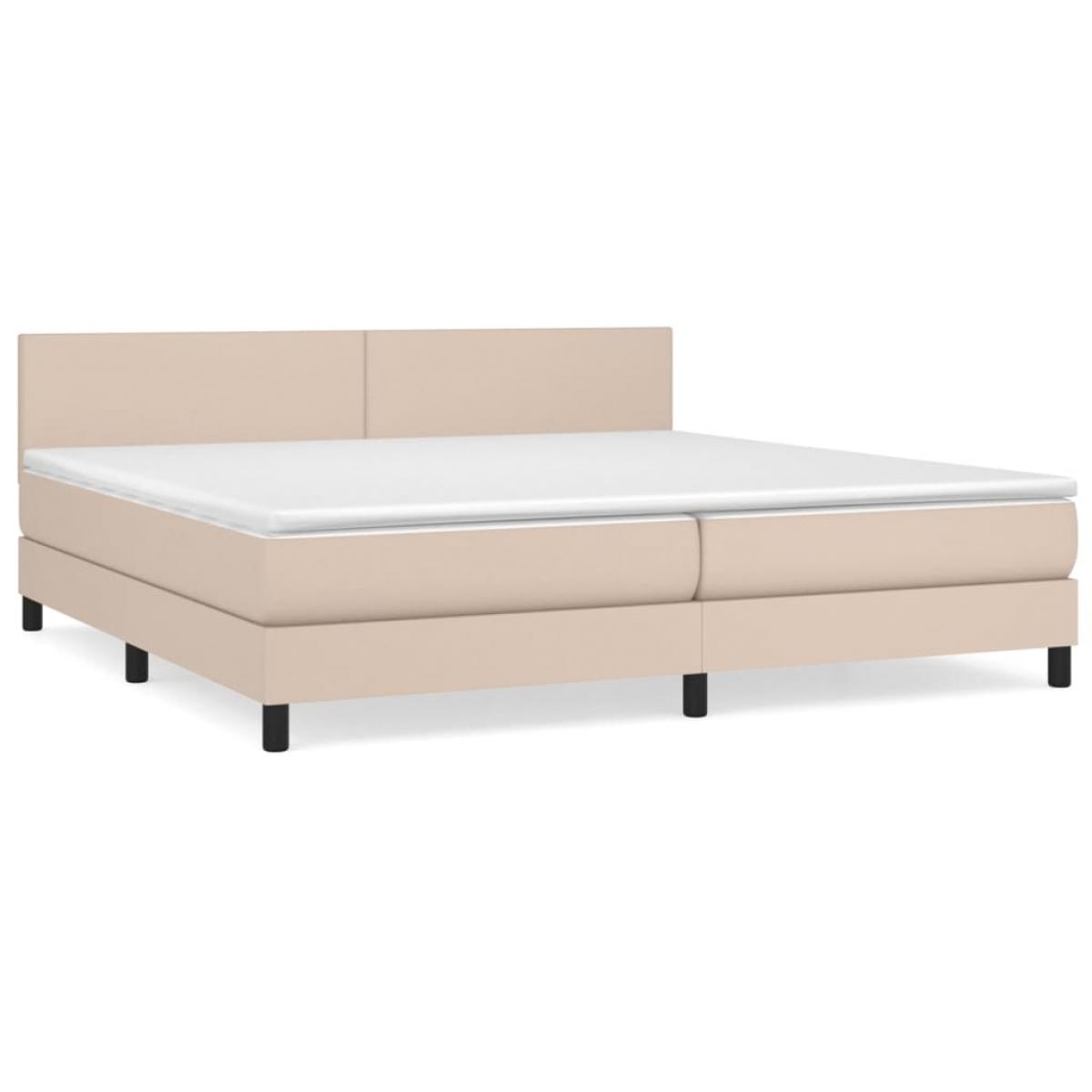 Cama box spring con colchón cuero sintético capuchino 200x200cm