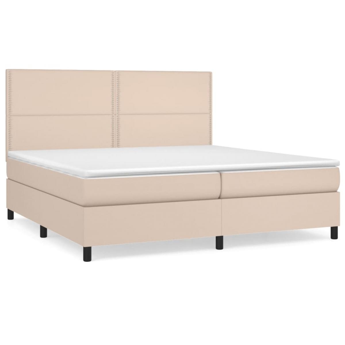 Cama box spring con colchón cuero sintético capuchino 200x200cm