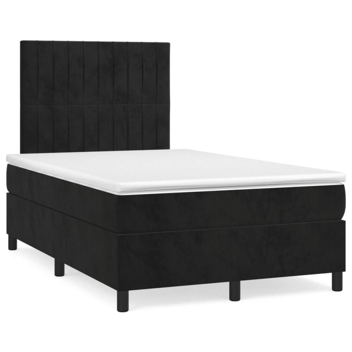 Cama box spring con colchón terciopelo negro 120x200 cm