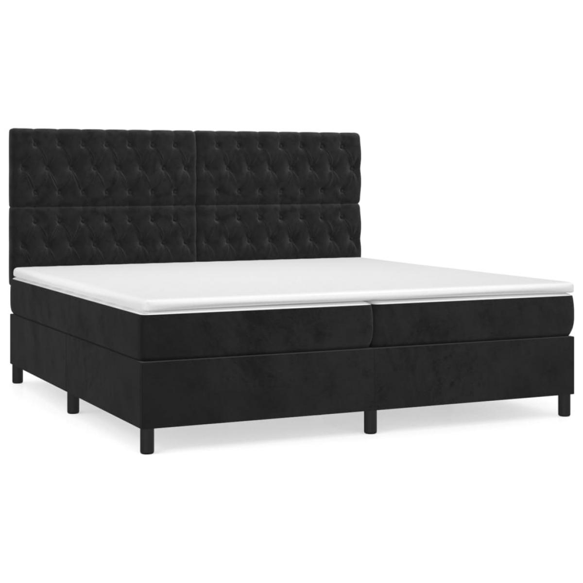 Cama box spring con colchón terciopelo negro 200x200 cm