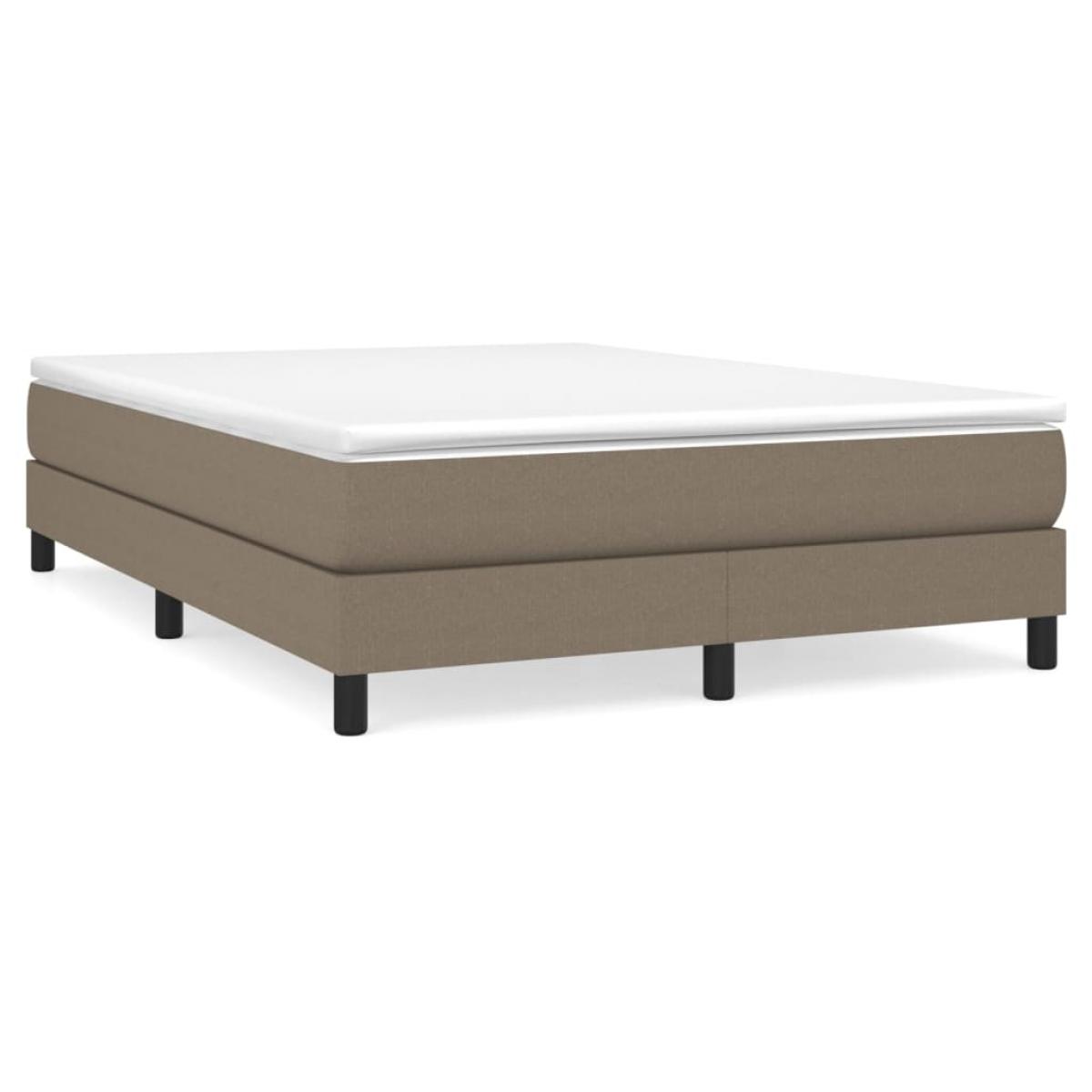 Cama box spring con colchón tela gris taupe 140x200 cm